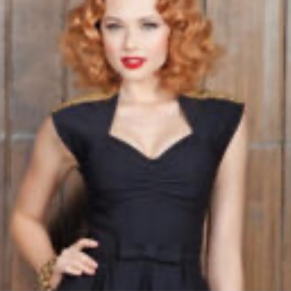 Stop Staring vintage inspired pinup retro Elegant Black Peplum Dress - Picture 2 of 15